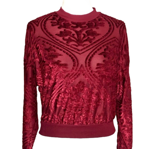 Topshop red burnout velvet top
